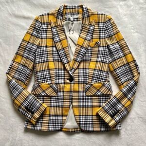 Veronica Beard Yellow and Black Plaid Blazer